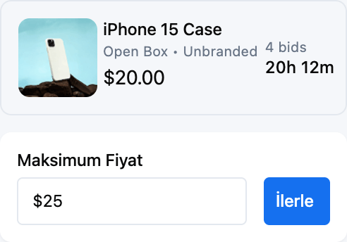 Maksimum teklifini belirle.